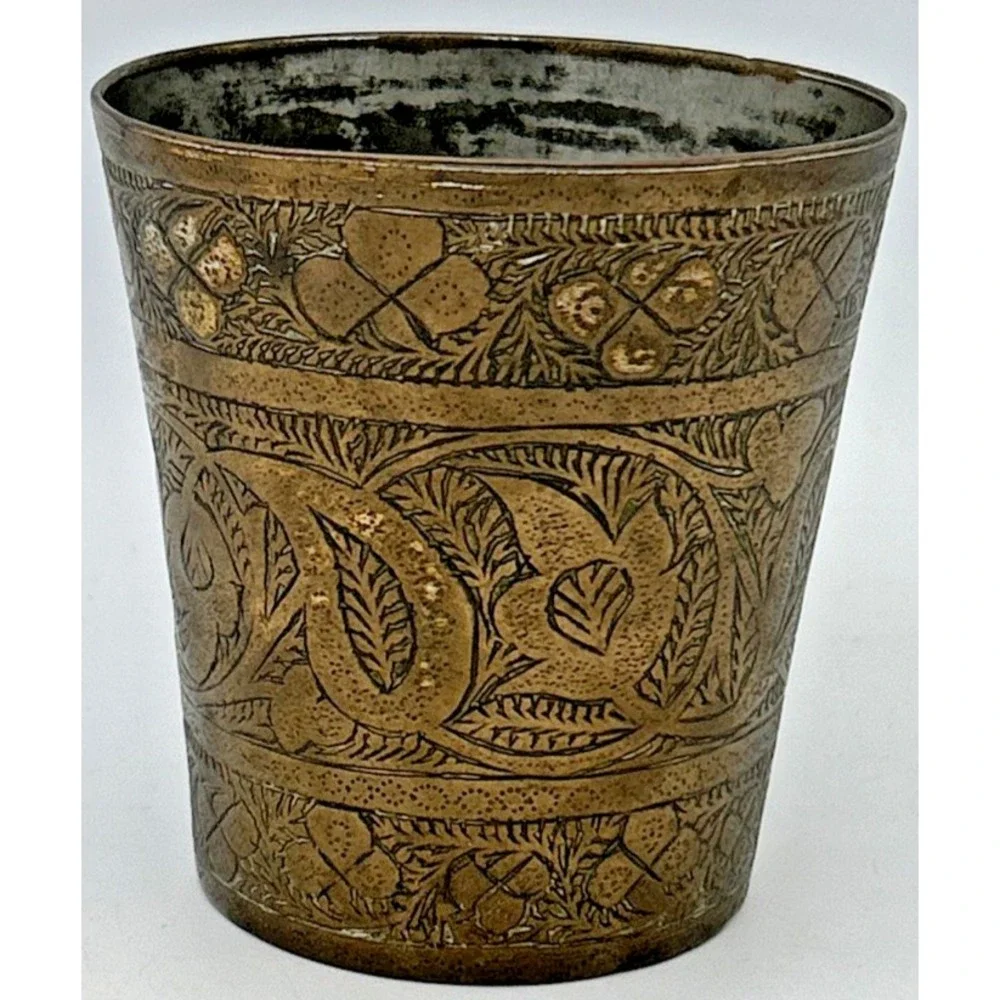 Vintage Brass Moroccan Lassi‎ 10 oz. Handmade Cup 3.5